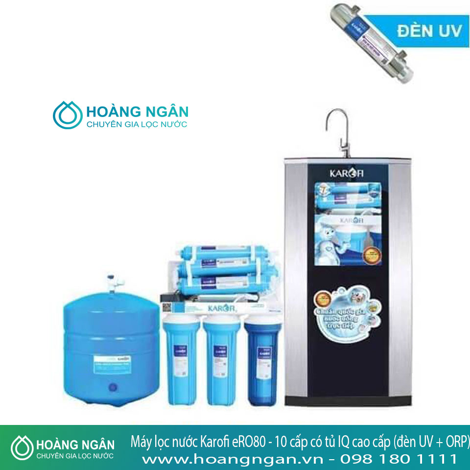 Máy lọc nước Karofi eRO80 - 10 cấp có tủ IQ cao cấp (đèn UV + ORP)
