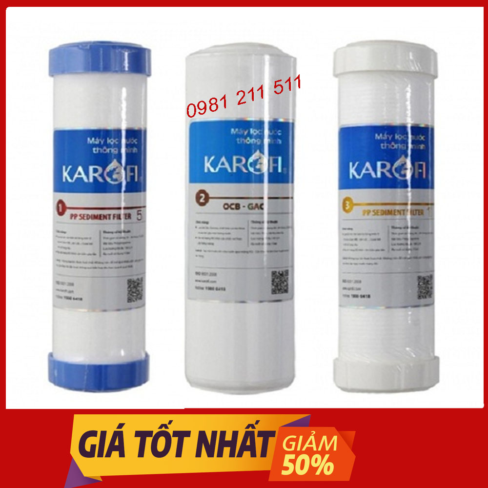 Bộ 3 lõi 123 karofi dùng cho máy lọc nước