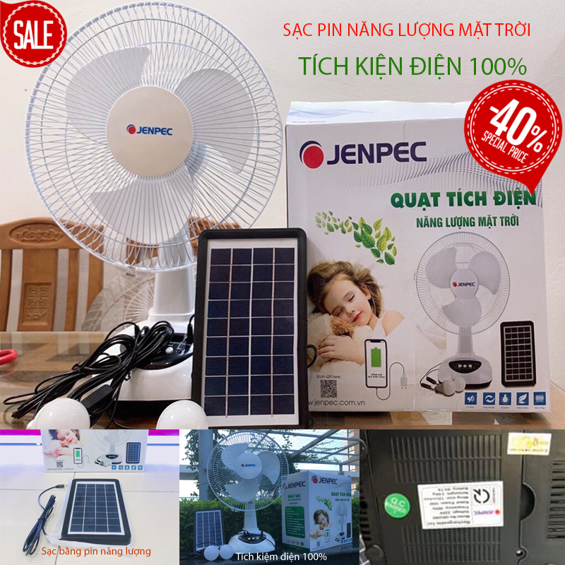 QUẠT TÍCH ĐIỆN KÈM XẠC PIN MẶT TRỜI TẶNG KÈM 2 BÓNG ĐÈN