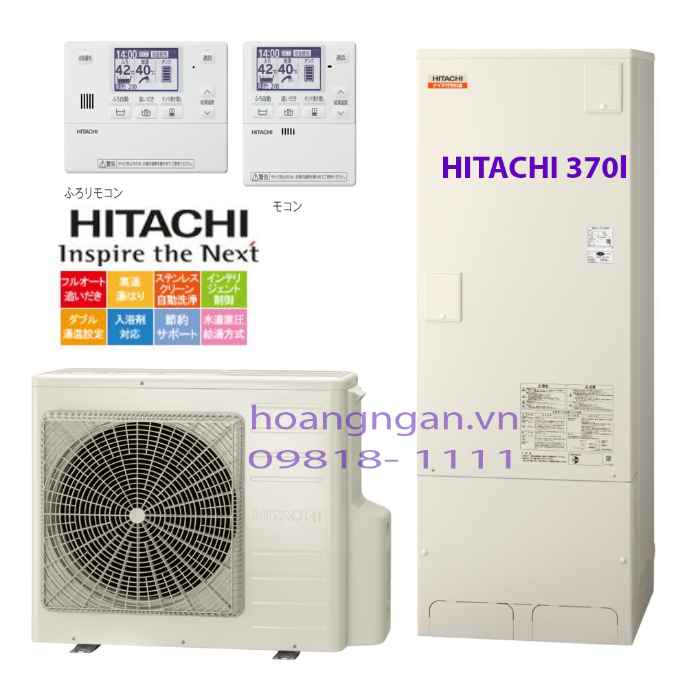 Máy bơm nhiệt tạo Nước Nóng Hitachi BHP-FV37WD 370L madein japan new