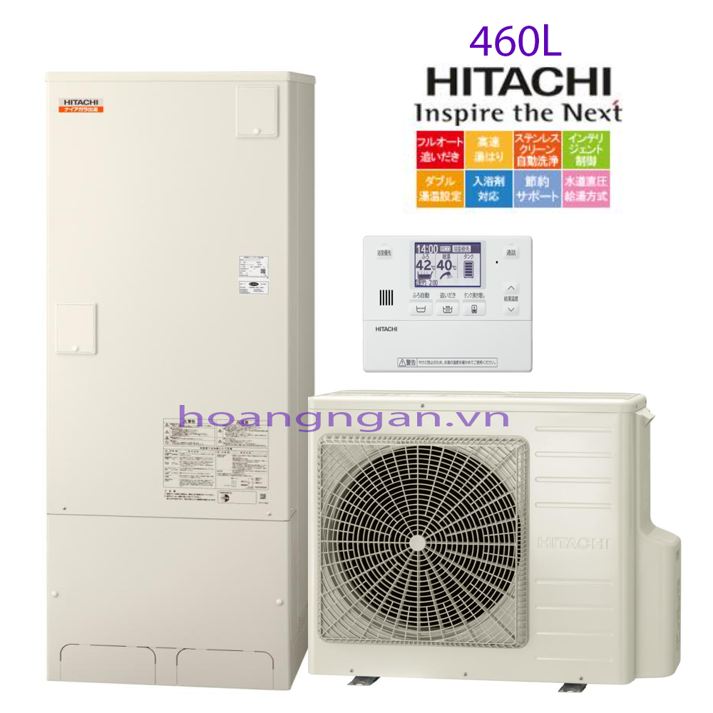 Máy bơm nhiệt tạo Nước Nóng Heatpump Hitachi BHP-FG46WU 460L madein japan new