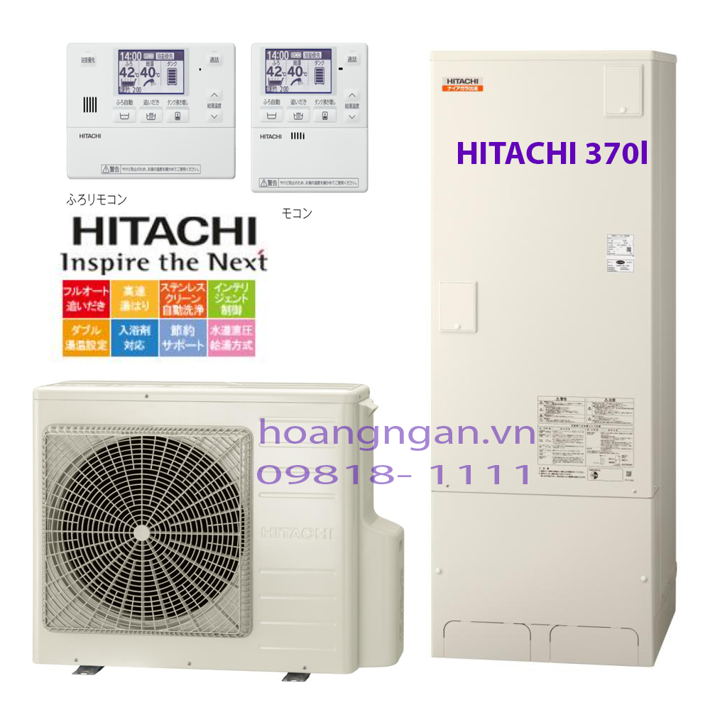 Máy bơm nhiệt tạo nước nóng heatpump HITACHI BHP-F37WD madein japan new