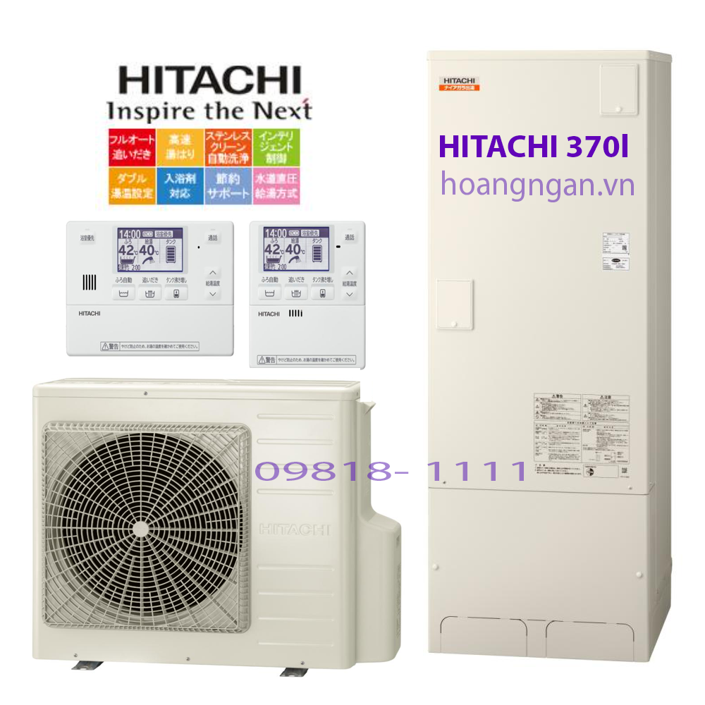 Máy bơm nhiệt heatpump Hitachi BHP-F37WDK dung tích 370L
