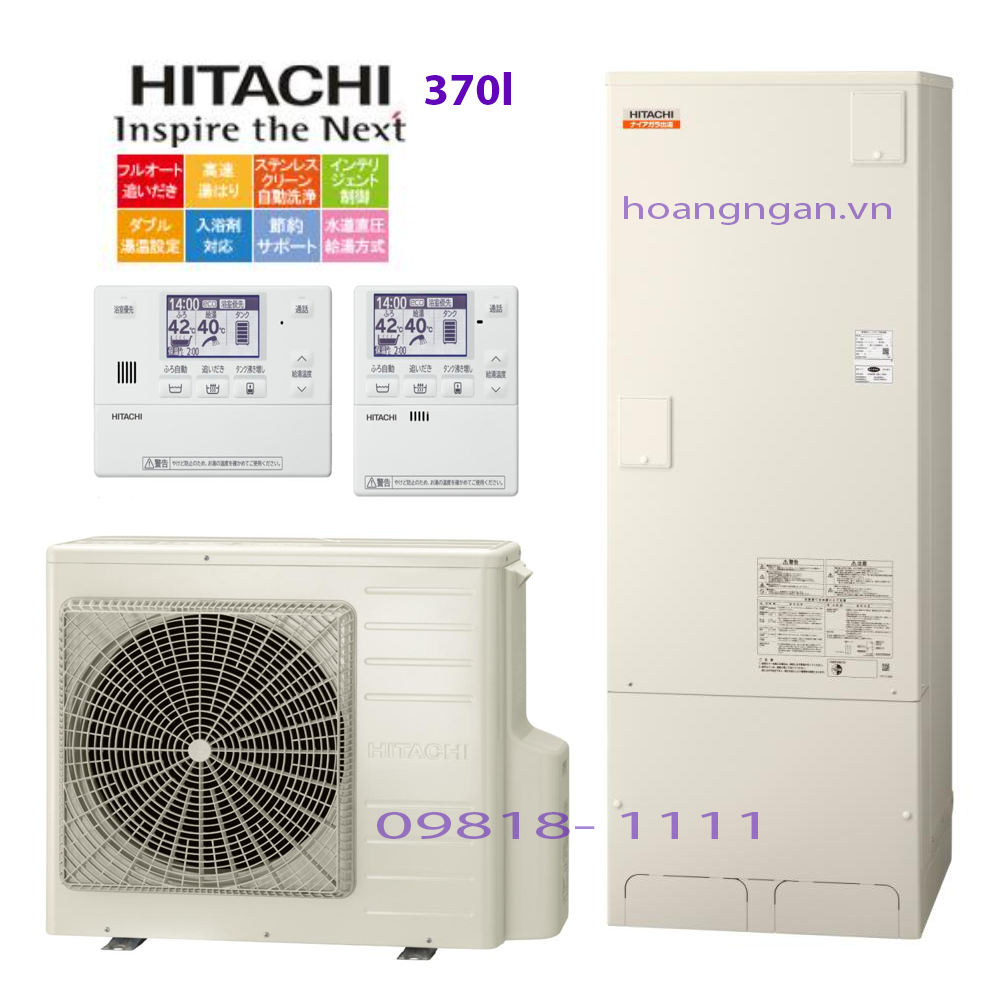 Máy bơm nhiệt tạo Nước Nóng Heatpump Hitachi BHP-FG37WU 370L madein japan new